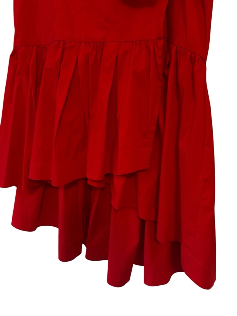 NEW Banana Republic Red Popplin Ruffle Wrap High-Low Tiered Skirt, 10 - Picture 2 of 9